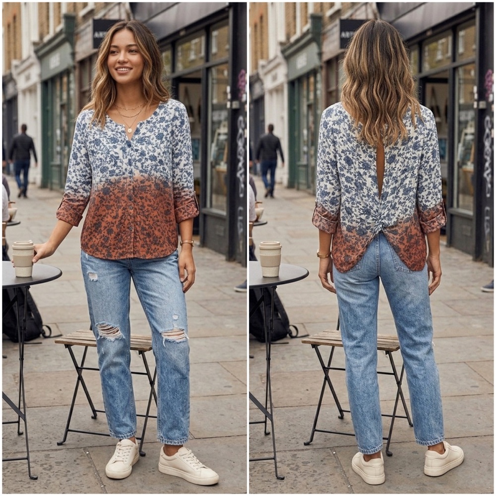 Gimmicks by BKE Ombre Open Twist Back Top
